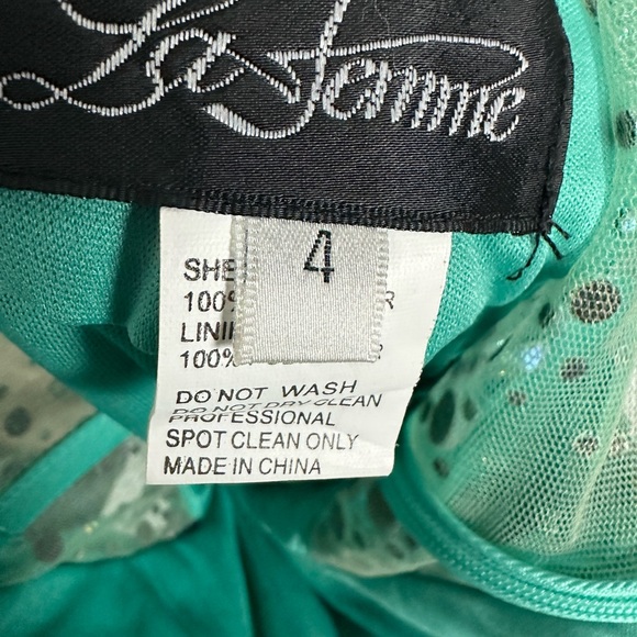 La Femme Stunning Beaded Strapless Mesh & Jersey Gown Size 4 NEW Spearmint Dress - Picture 7 of 8